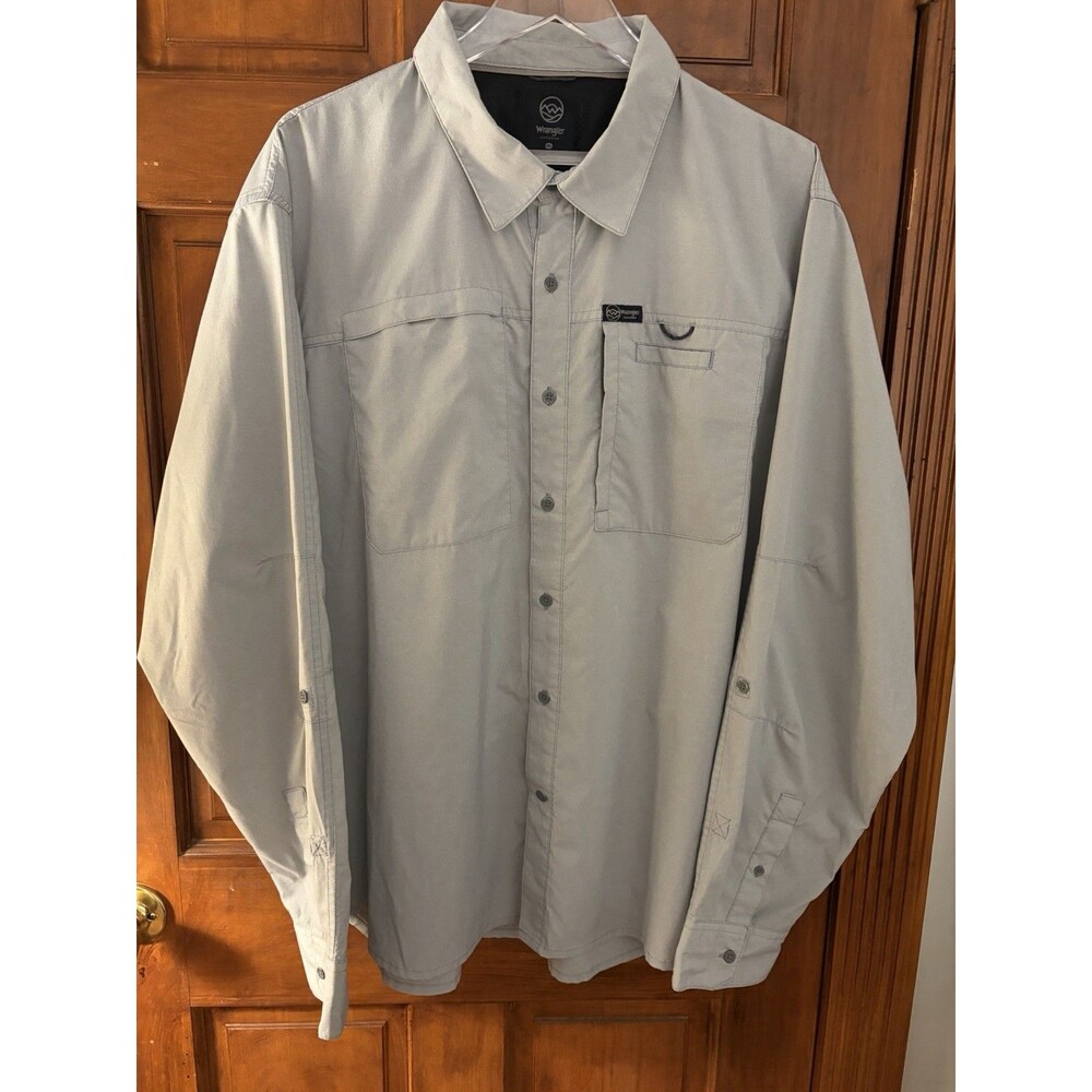 Wrangler Outdoor Fishing Shirt Button Up Longsleeve Vented Mens XXL Gray